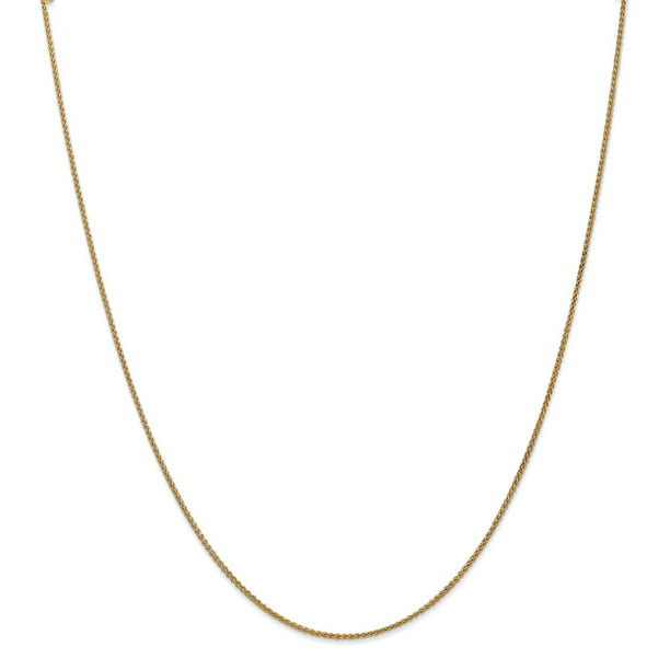 Solid 14k Yellow Gold 1.2mm Spiga with Secure Lobster Lock Clasp Wheat Chain Necklace 